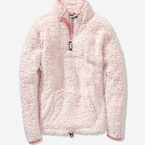 PINK 💖 Frosted Pink Quarter ZIP Sherpa Hoodie